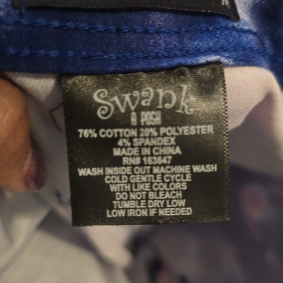 Reaction Tie Dye High Rise Stretchy Skinny Jeans - Navy/PinkRated - Picture 7 of 8